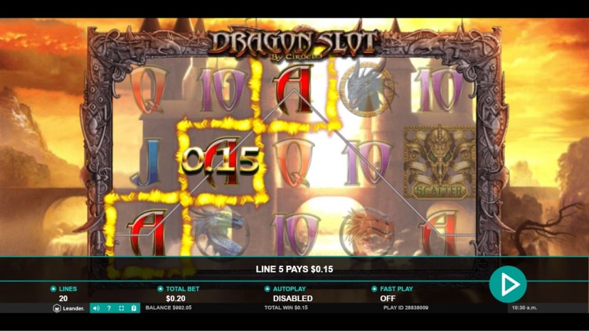 Dragon Slot Gameplay showing Paylines