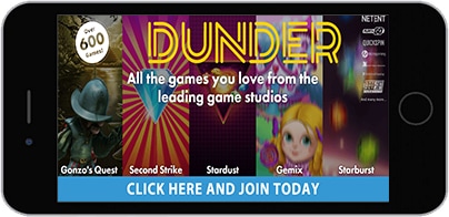 Dunder Casino screenshot on iPhone Device